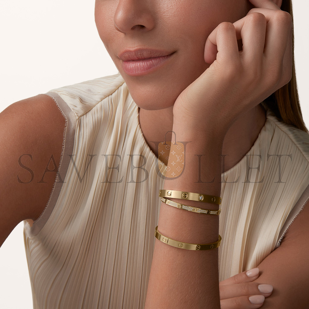 CARTIER LOVE BRACELET, CLASSIC MODEL, BRUSHED FINISH, SET WITH 4 DIAMONDS B6080117